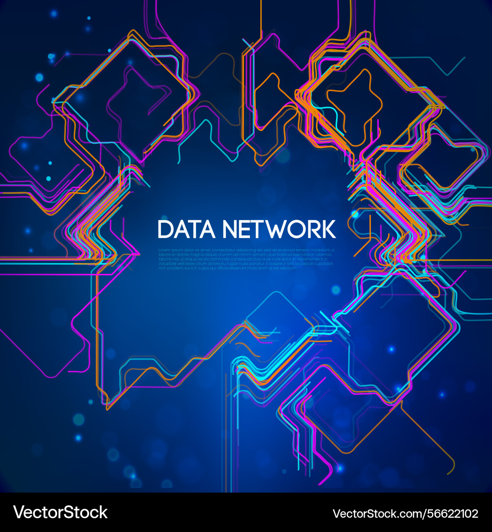 Data network concept with futuristic neon circuit Data network concept with futuristic neon circuit vector image