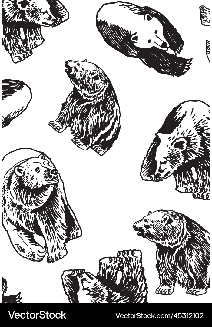 Graphical vertical pattern with polar bears Vector Image
