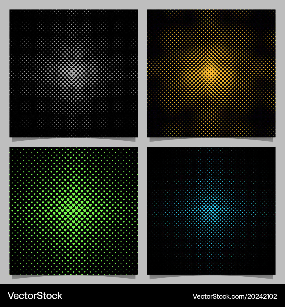 Halftone heart background pattern set vector image