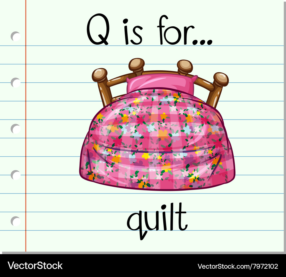Letter Q Flashcard - Quilt – Royalty-Free Vector | VectorStock, image size:1000x969