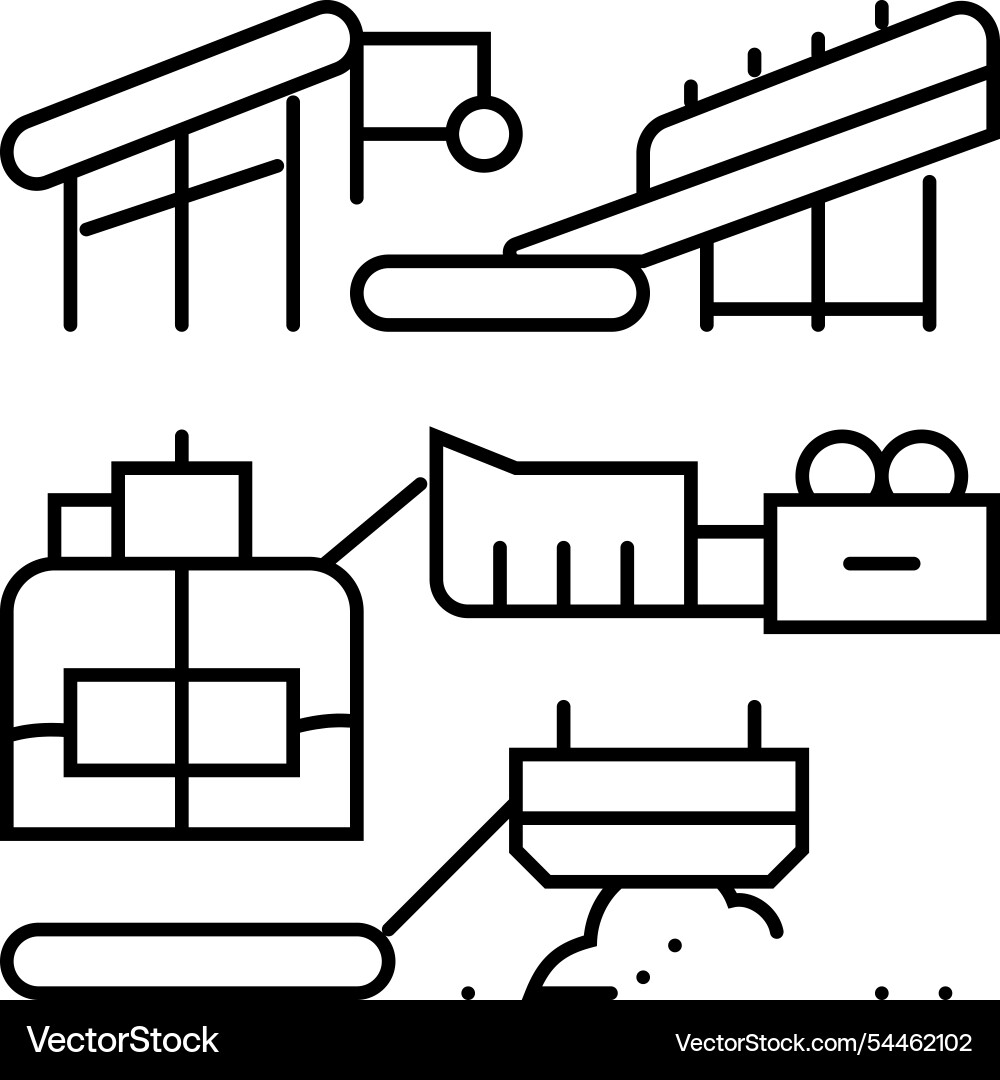 Ore processing mining line icon Vector Image