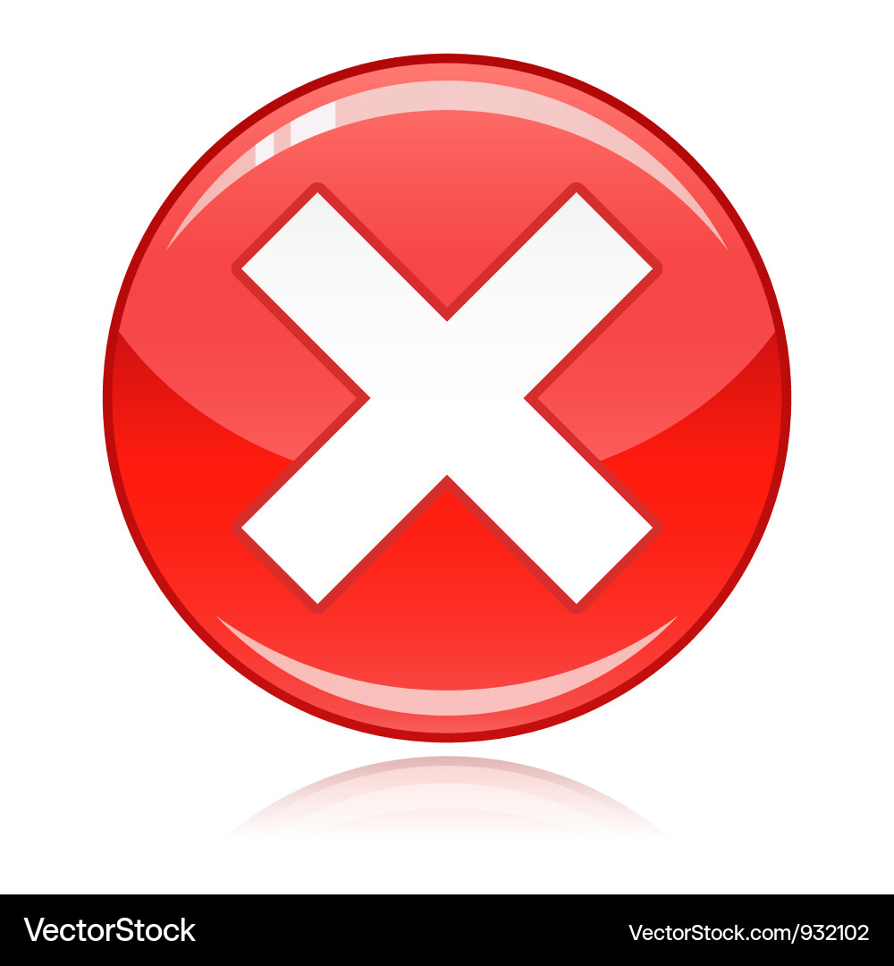 Red Cross Button - Reject Incorrect vector image