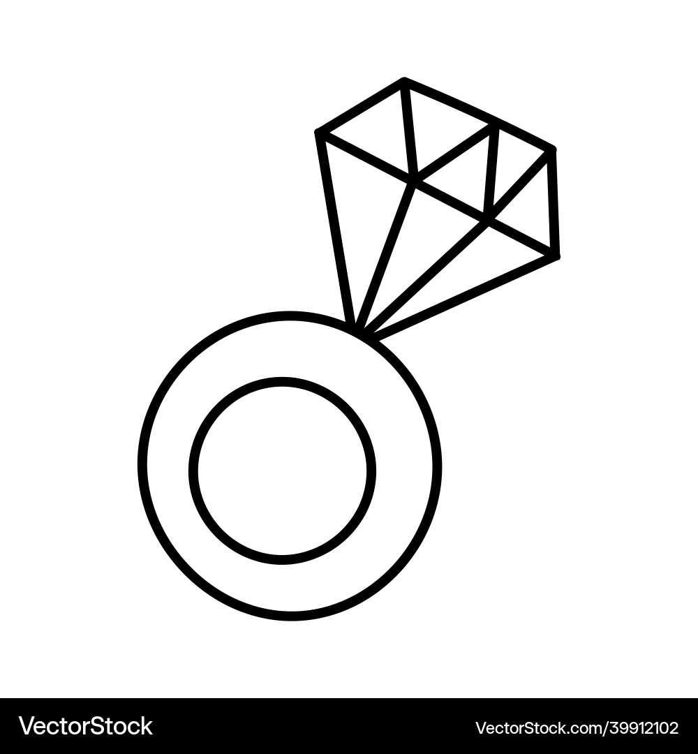Ring with big diamond in doodle Ring with big diamond in doodle vector image