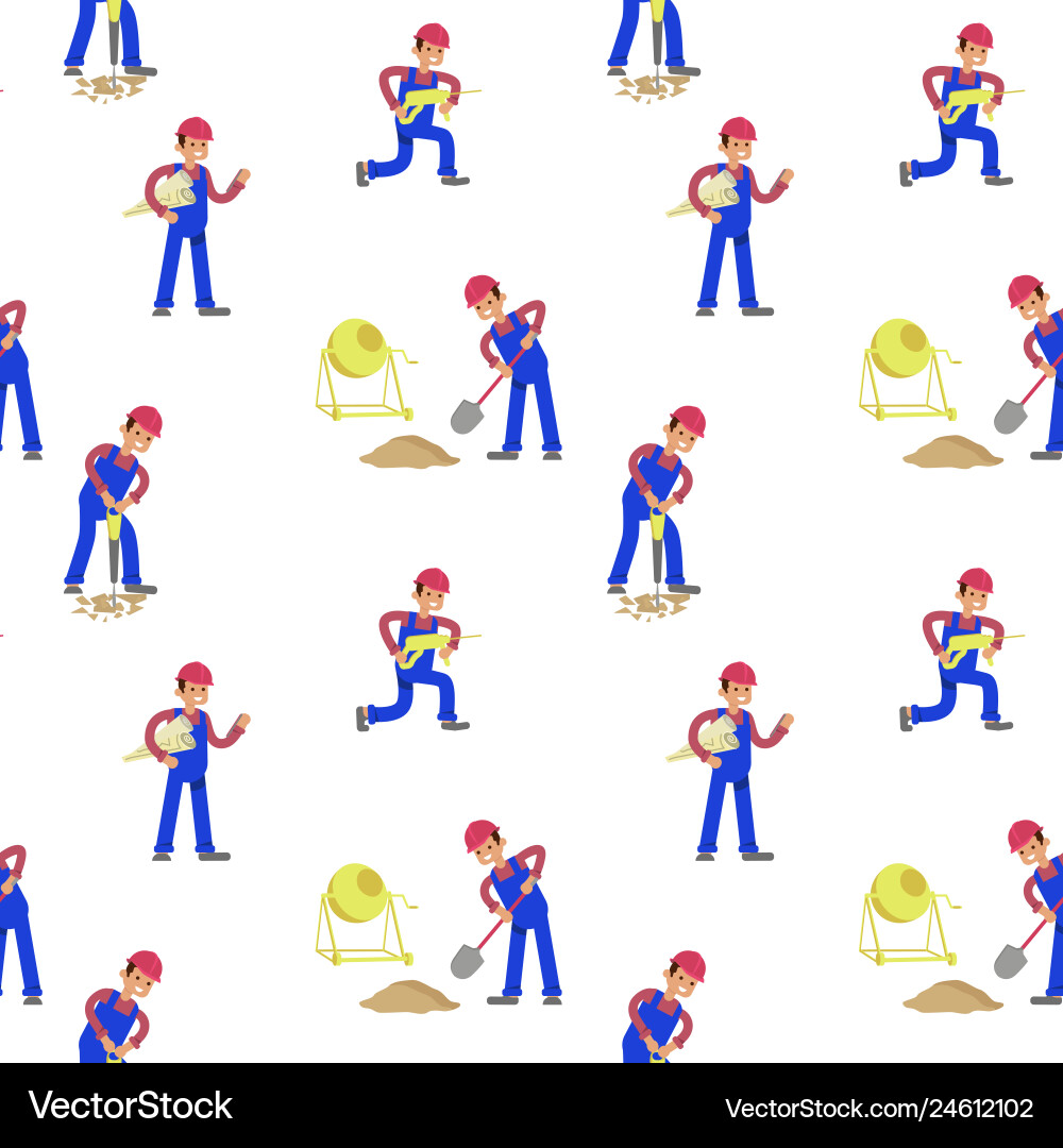 Seamless pattern with construction worker Seamless pattern with construction worker vector image