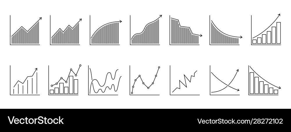 Set charts or graphs linear bar vector image
