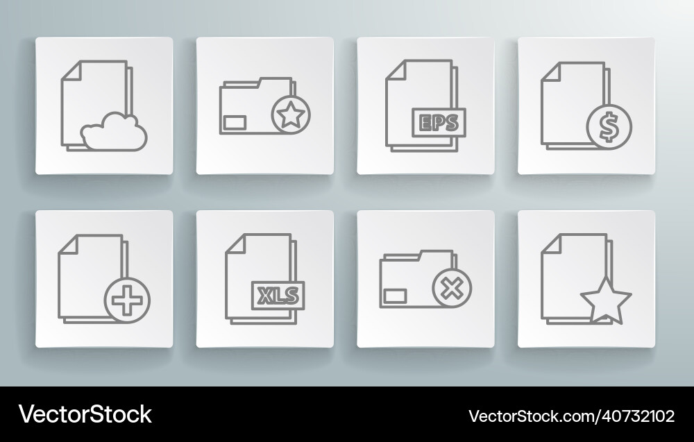 Set line add new file document folder with star Set line add new file document folder with star vector image