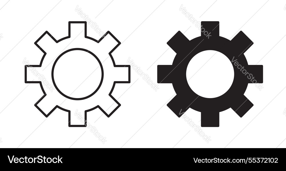 Settings icon set in thin line for web vector image