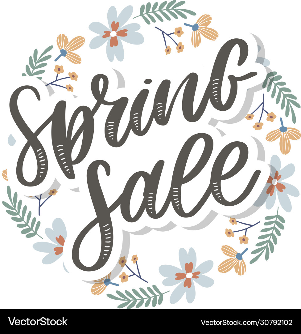 Spring sale word hanging on leaves with strings Spring sale word hanging on leaves with strings vector image