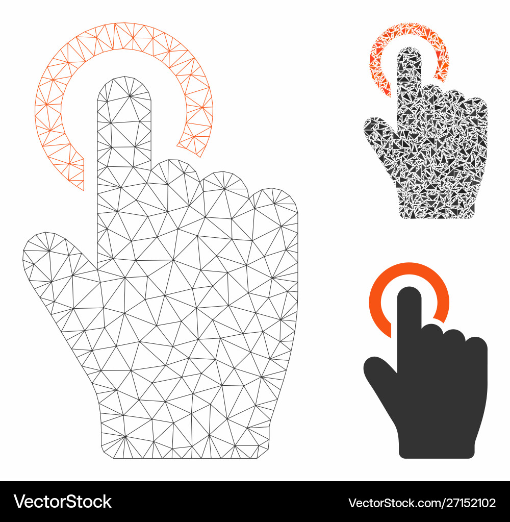 Tap gesture mesh 2d model and triangle Tap gesture mesh 2d model and triangle vector image