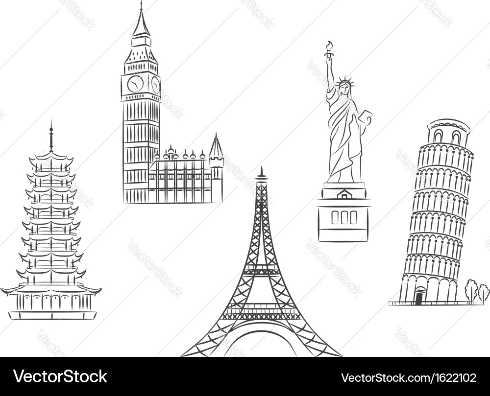 Travel landmarks set Royalty Free Vector Image