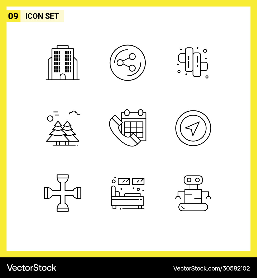 User interface pack 9 basic outlines date vector image