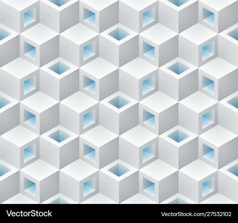 White blue cubes isometric seamless pattern Vector Image