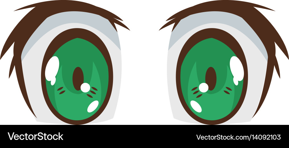 Anime Green Eyes Icon Vector Image