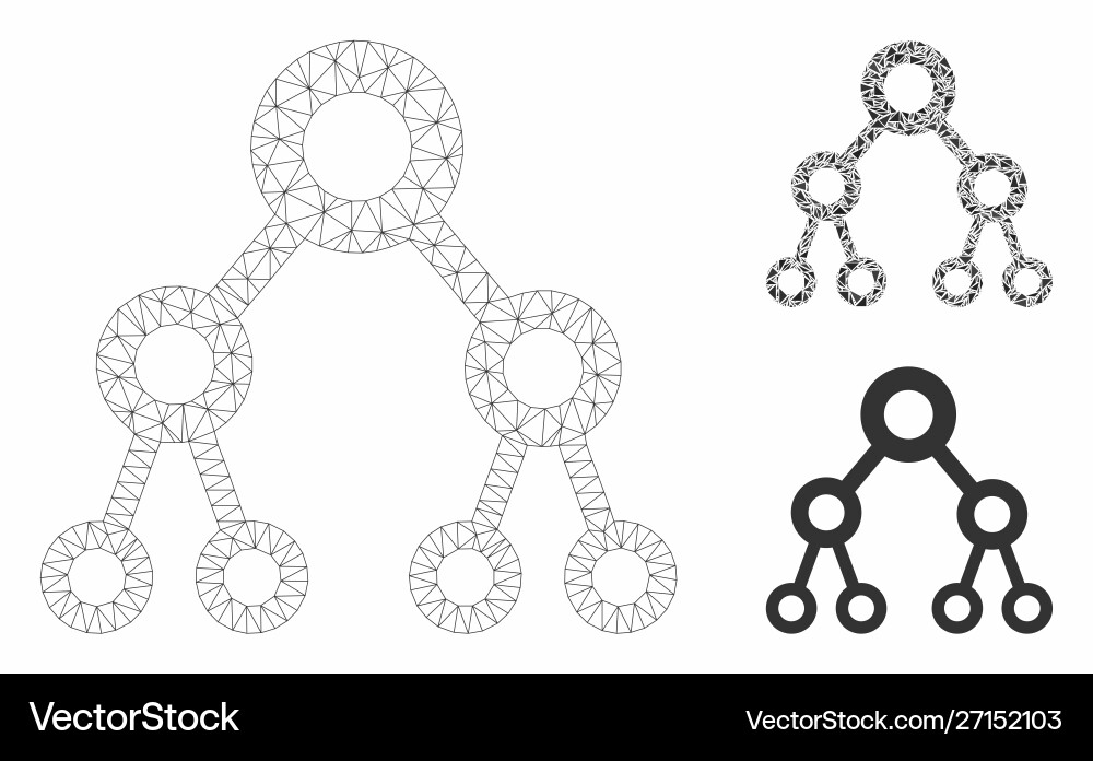 Binary tree mesh carcass model and triangle Binary tree mesh carcass model and triangle vector image