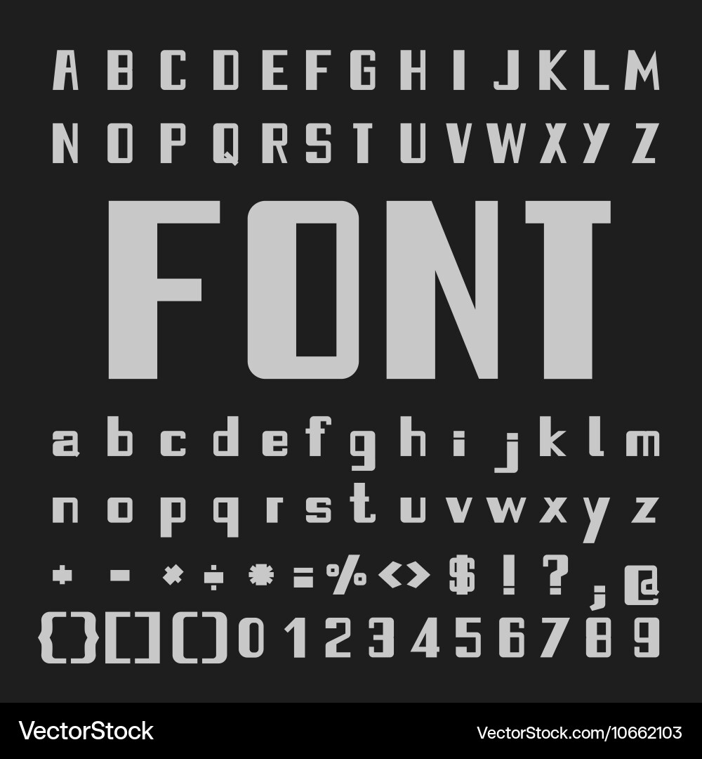 Bold font type letters and numbers vector image
