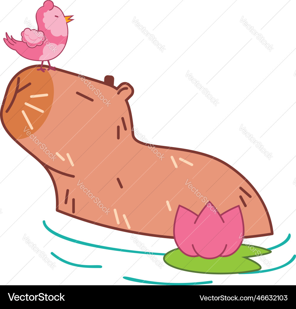 Capybara with bird Vector Image