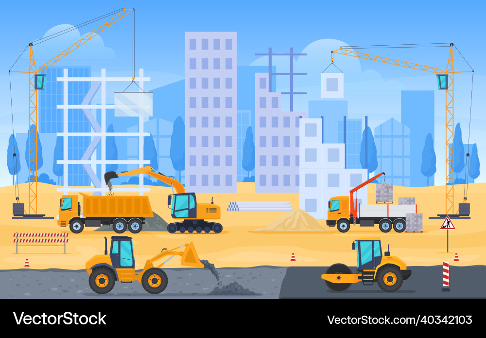 Construction Site - Building House Royalty Free Vector Image