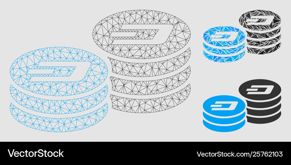 Dash coin columns mesh network model Dash coin columns mesh network model vector image
