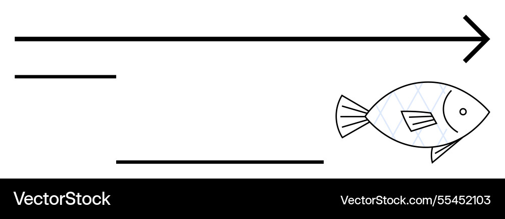 Fishbone diagram with arrow and horizontal lines Vector Image