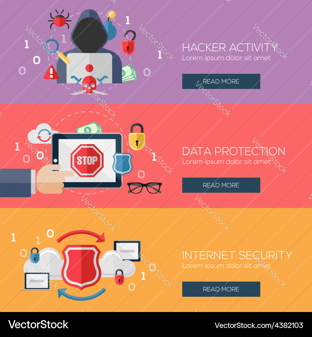 Flat design concepts for internet security vector image