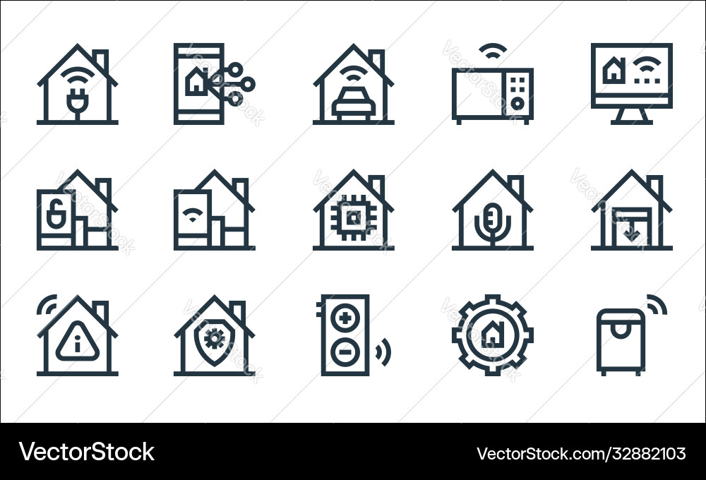 Flat smarthome line icons linear set quality Vector Image