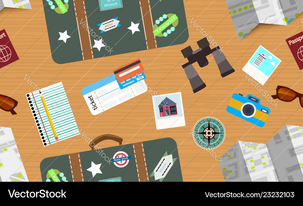 Flat travel elements seamless pattern Flat travel elements seamless pattern vector image