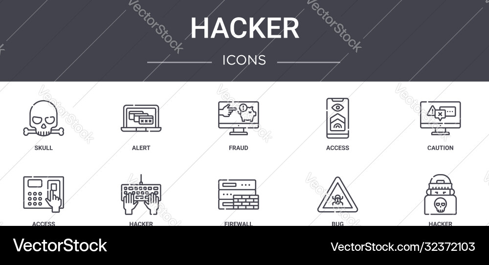 Hacker concept line icons set contains Hacker concept line icons set contains vector image