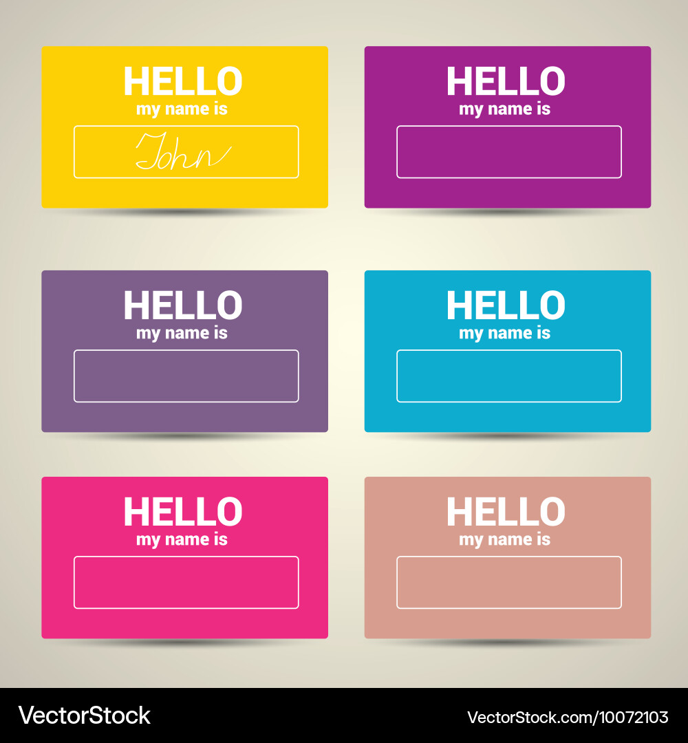 Hello my name is tag set vector image