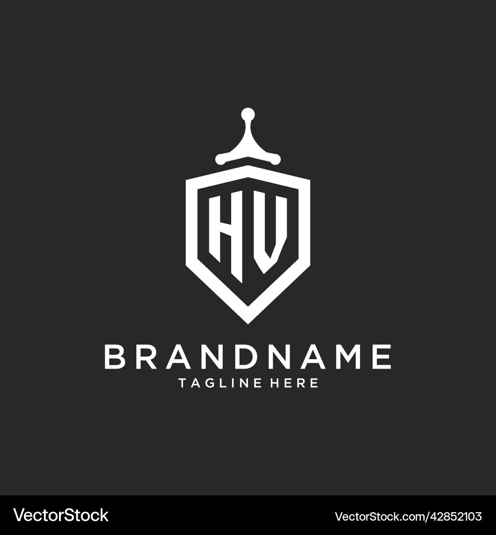 Hv monogram logo initial with shield guard shape vector image