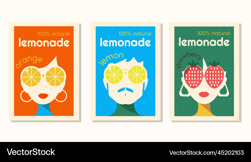 Label set for lemonade in retro style Label set for lemonade in retro style vector image