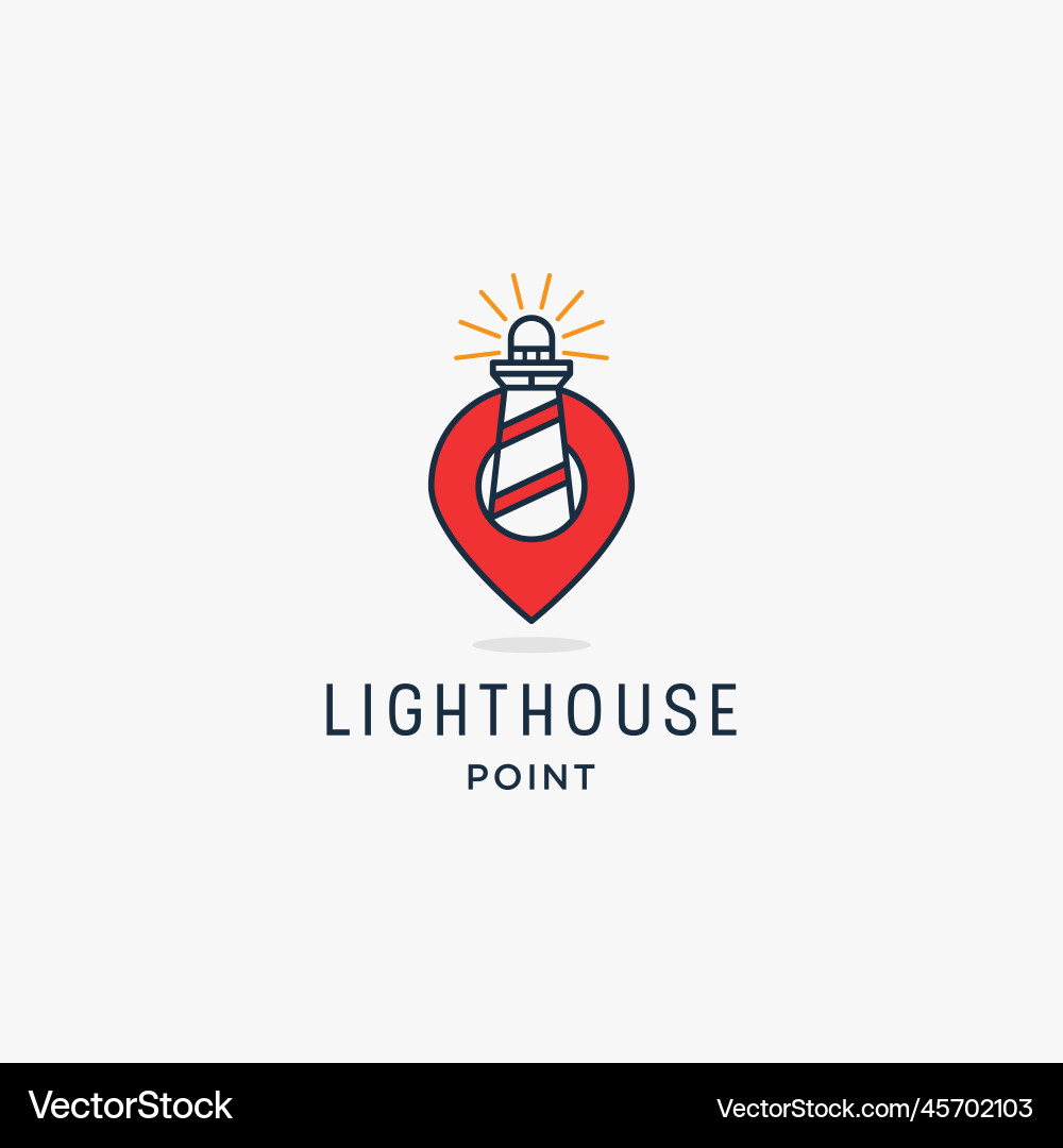 Lighthouse and pin map point logo design template Lighthouse and pin map point logo design template Vector Image