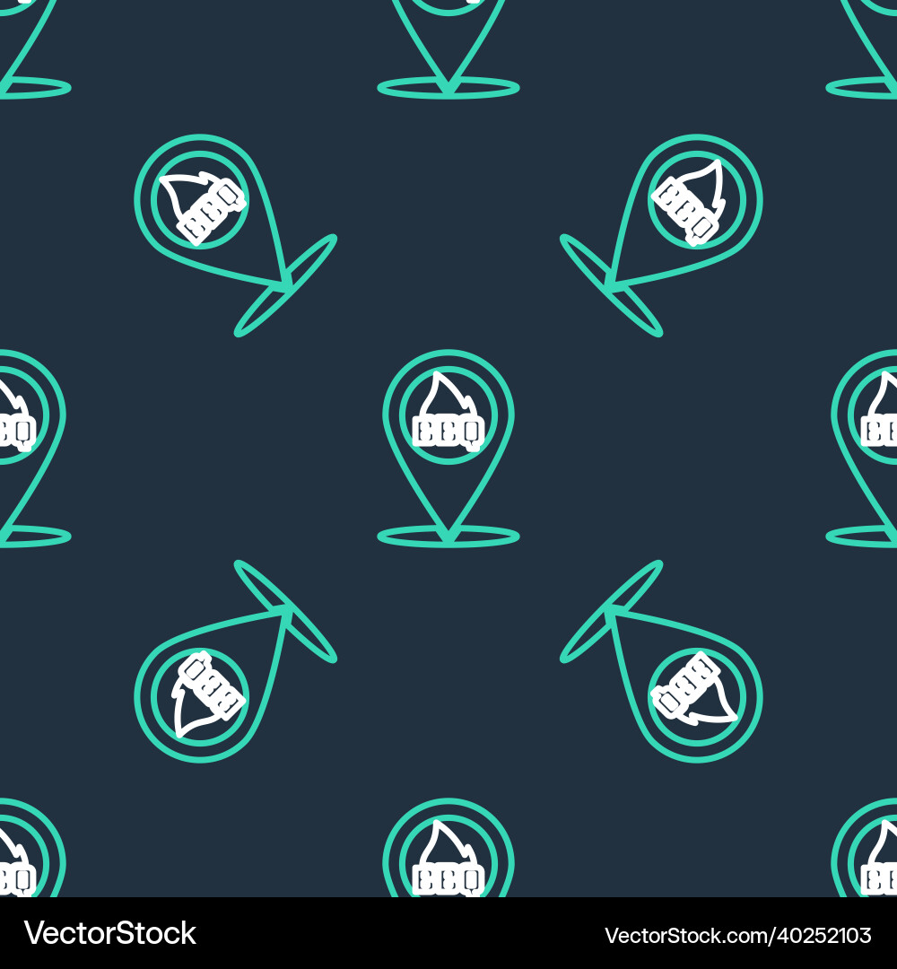 Line map pointer with barbecue icon isolated Line map pointer with barbecue icon isolated vector image