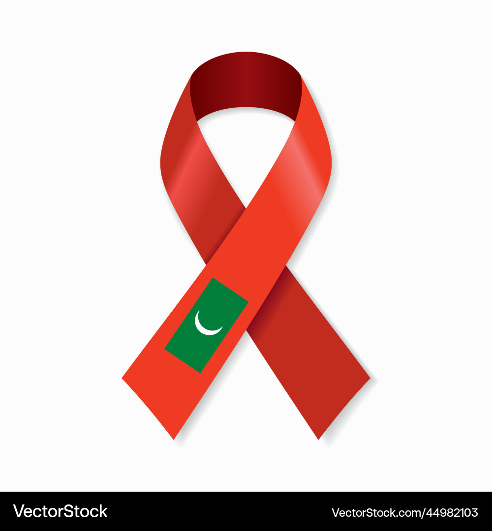 Maldives flag stripe ribbon on white background Vector Image