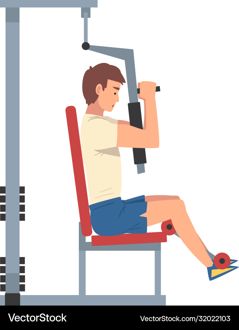 Man training with gym machine Man training with gym machine Vector Image