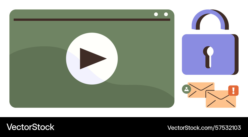 Media player interface with security lock vector image