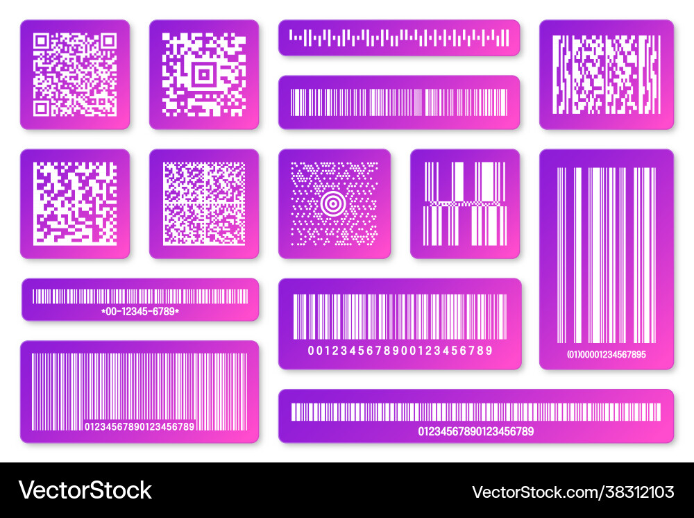 Modern colorful product barcodes and qr codes Modern colorful product barcodes and qr codes vector image