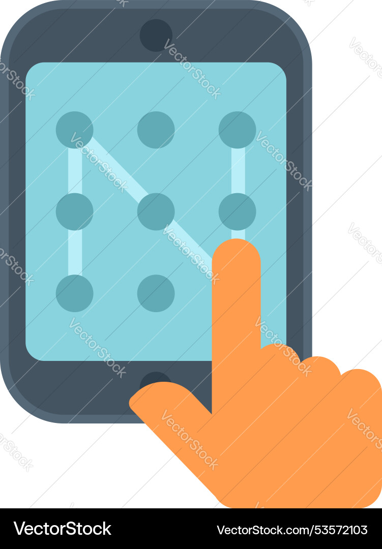 Person unlocking smartphone with pattern password Person unlocking smartphone with pattern password vector image