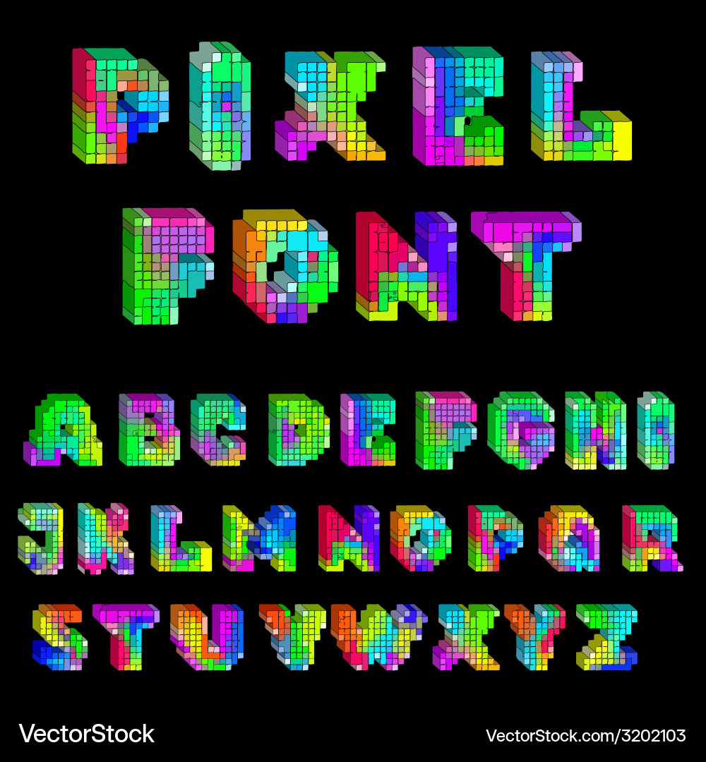 Pixel game font vector image