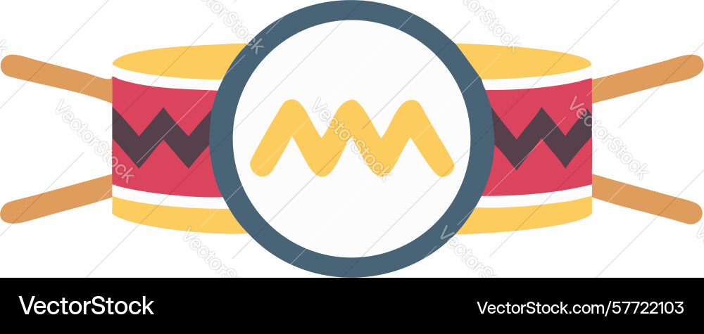 Playful cartoon drum with zigzag pattern design Vector Image