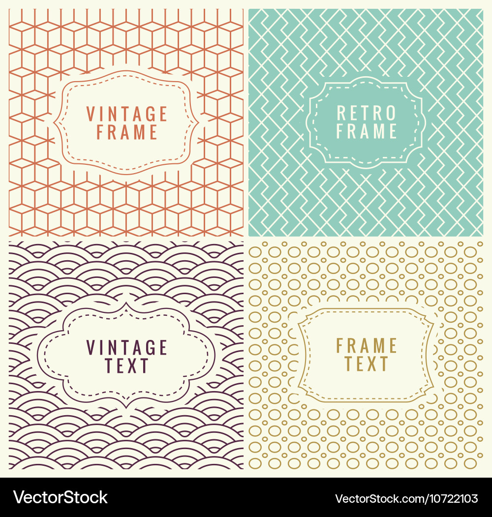 Retro mono line frames with place for text vector image