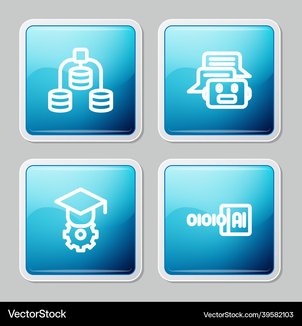 Set line server data chat bot graduation cap Set line server data chat bot graduation cap vector image