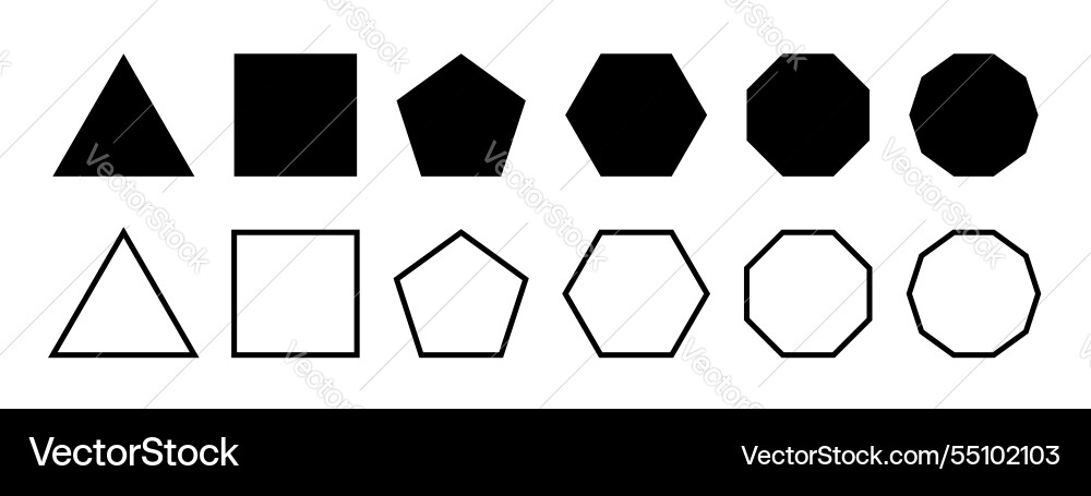 Set of basic geometric figures triangle square Set of basic geometric figures triangle square Vector Image