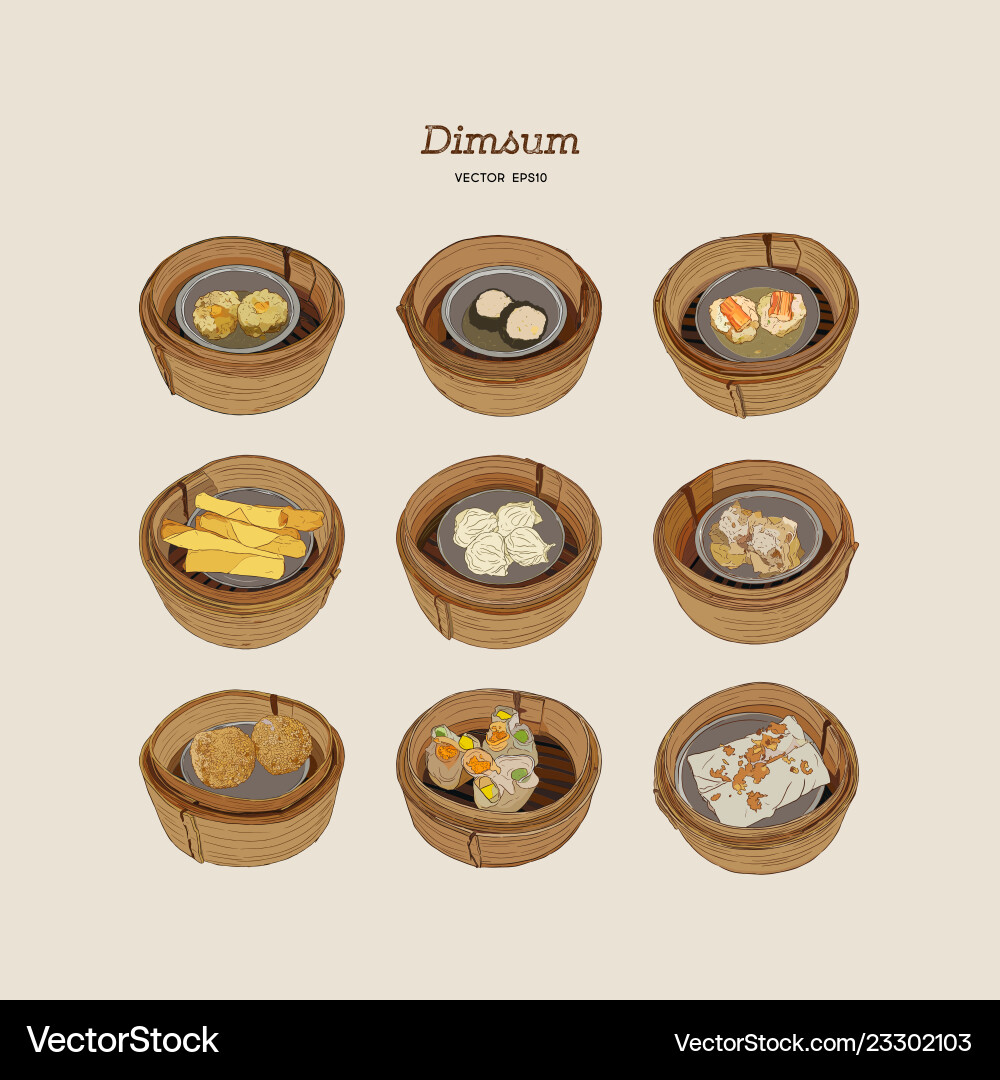 Set of dim-sum hand draw sketch Set of dim-sum hand draw sketch vector image