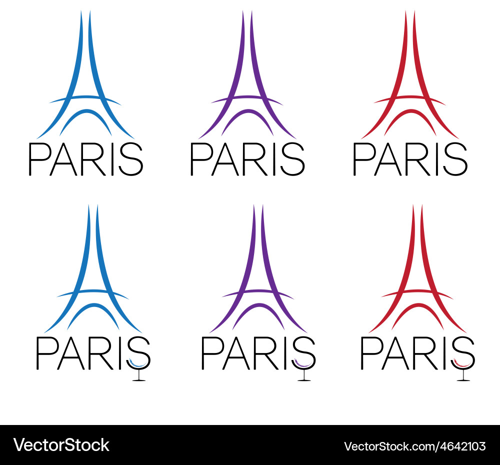 Set of eiffel tower vector image