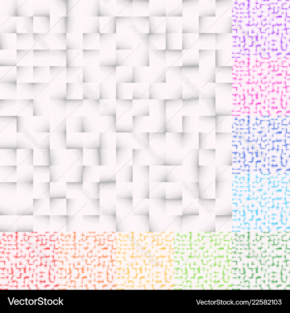 Set of mosaic patterns in several color squares Set of mosaic patterns in several color squares vector image