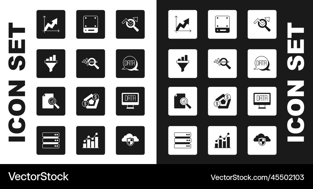 Set search data analysis sales funnel with chart Set search data analysis sales funnel with chart vector image