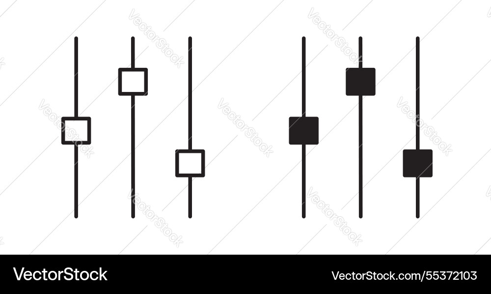 Settings sliders icon set in thin line for web Vector Image