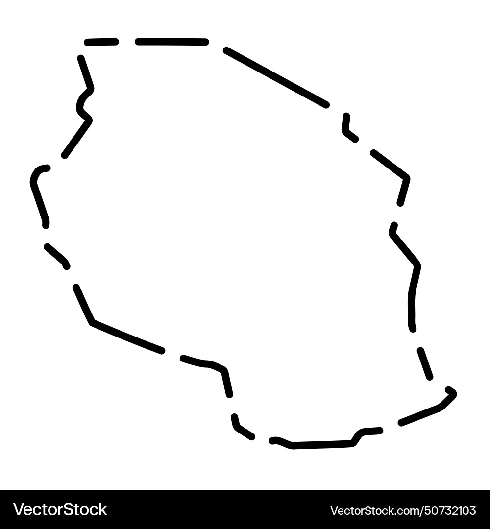 Tanzania simplified broken outline map Royalty Free Vector