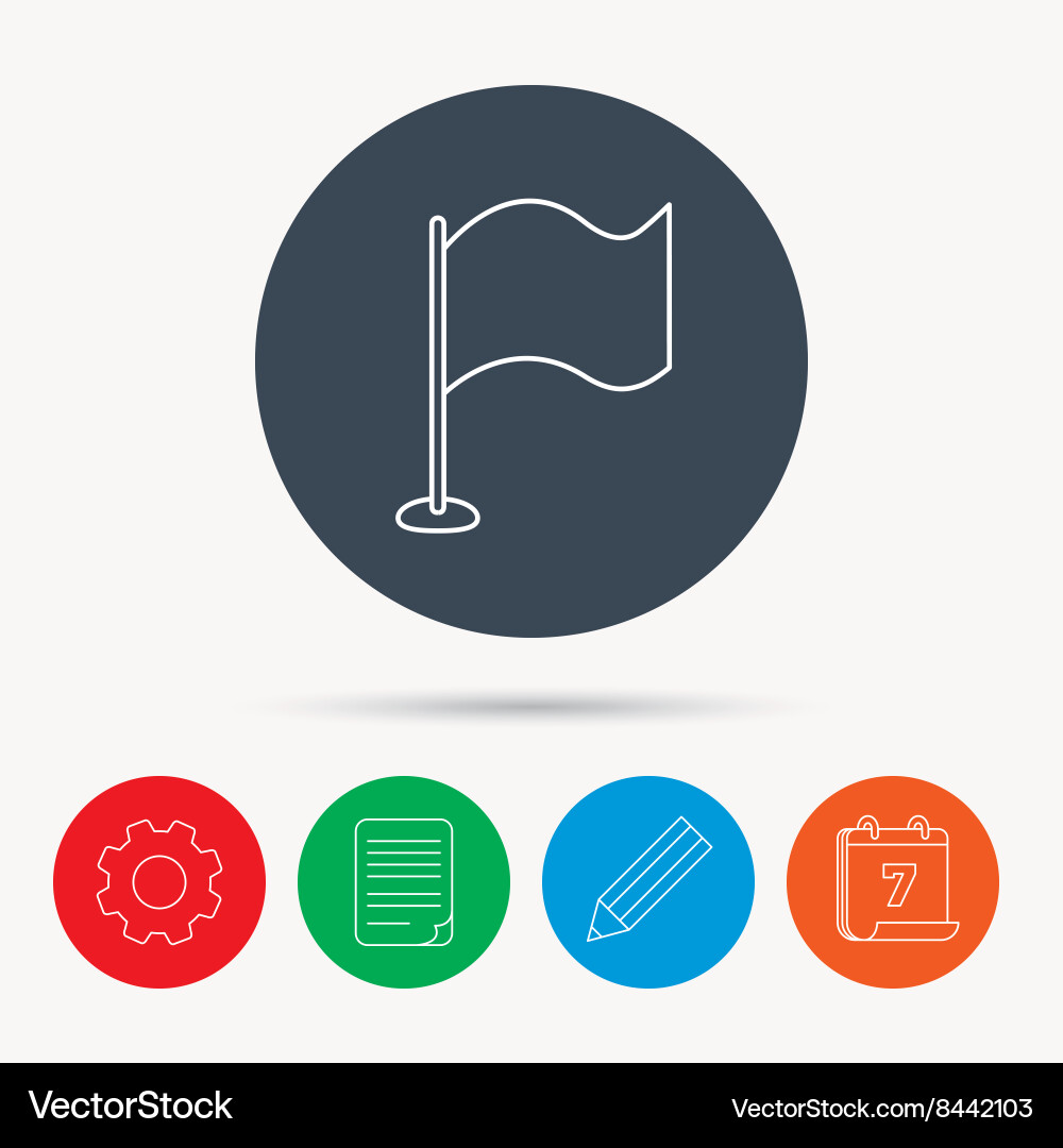 Waving flag icon location pointer sign vector image