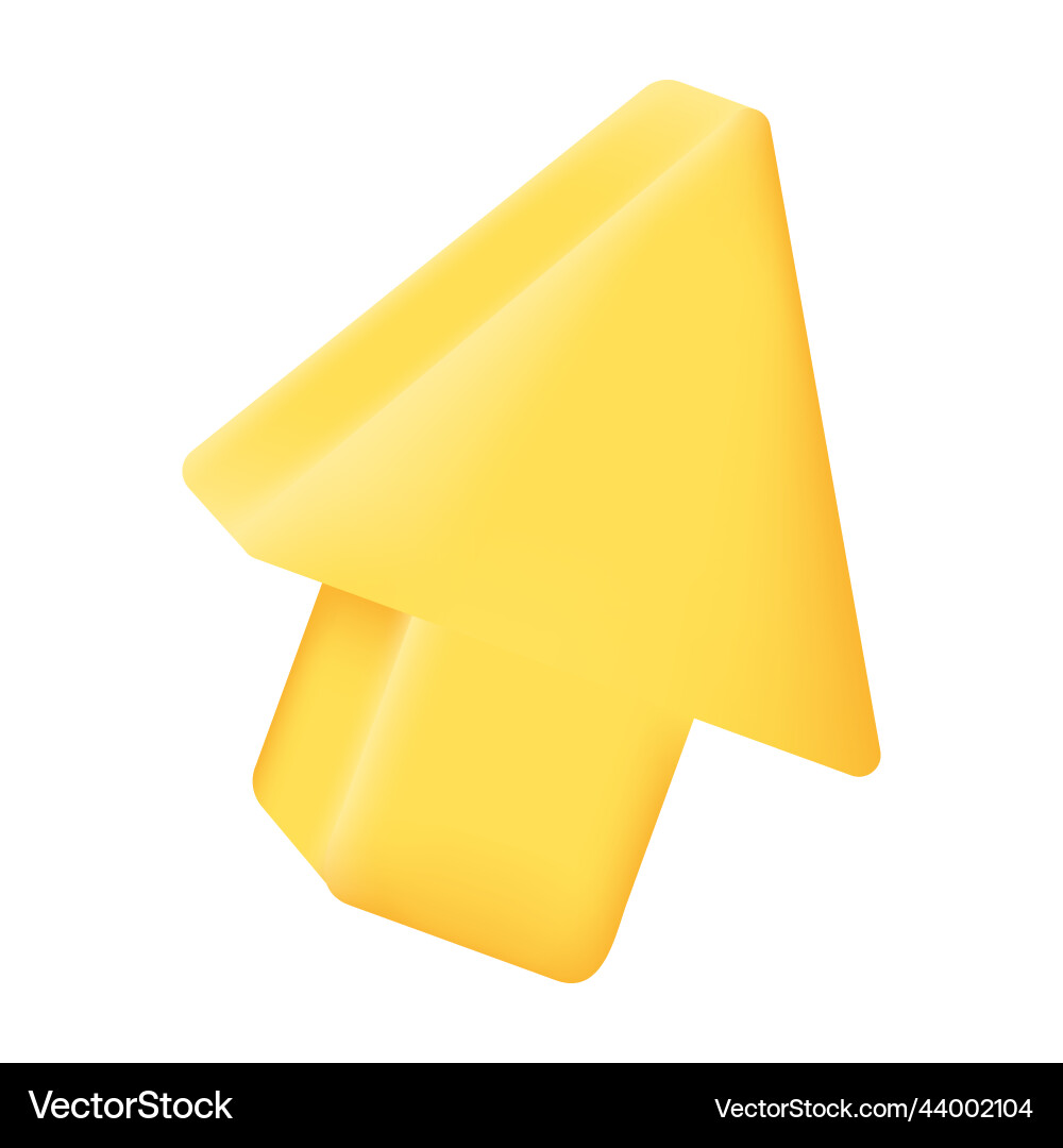 3D Yellow Pointer Cursor Icon Vector Image
